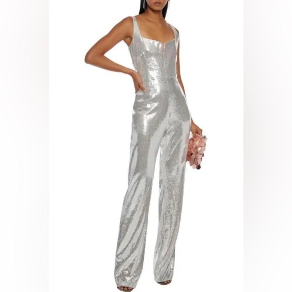 New Galvan London Silver Sequin Jumpsuit Size 6